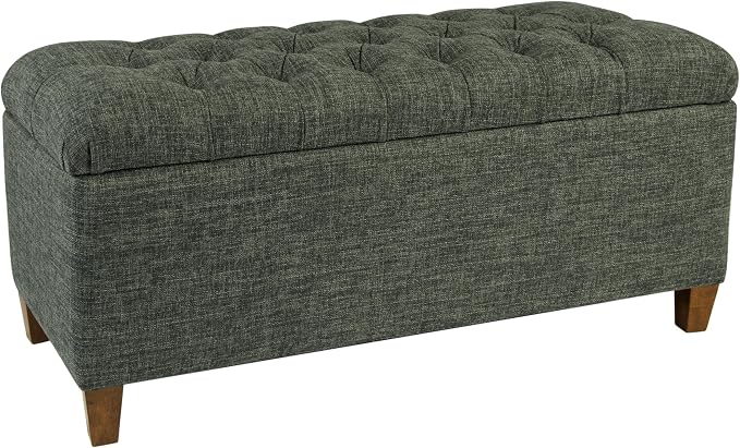 HomePop Ainsley 40" Storage Ottoman Bench - Green Clover Fabric