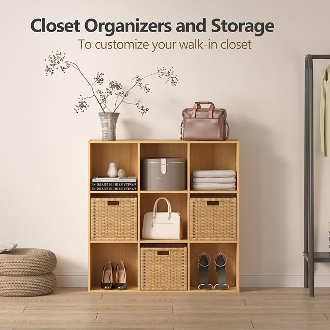 8 Cube Storage Organizer, Wooden Cube Shelves with Closed Back Panel, Reversible Bookcase, Cubes Closet Organizer for Home, Living Room, Kids Room, Office, Bedroom, Study, Hallway