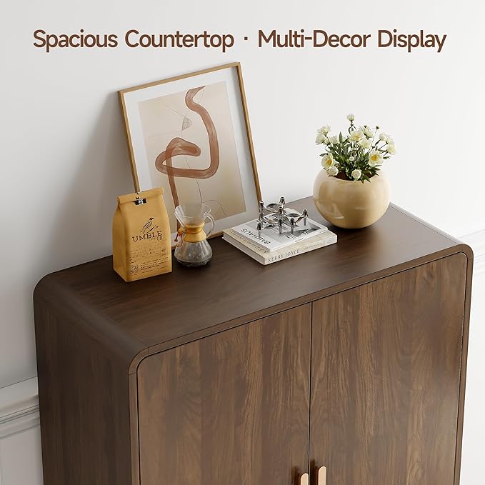 6-Tier Shoe Storage Cabinet, 45'' Large Farmhouse Shoe Cabinet for Entryway, Modern Wooden Shoe Rack Organizer with Doors and Shelves, for Front Door Hallway (Walnut)