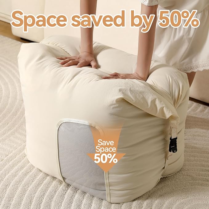 2-Pack Roll Top Comforter Storage Bag,Blanket Storage Bags | Taslon Fabric, Machine Washable, Moisture/Dust/Tear-Resistant. Self-Compression.Clear Window. for Home & Travel