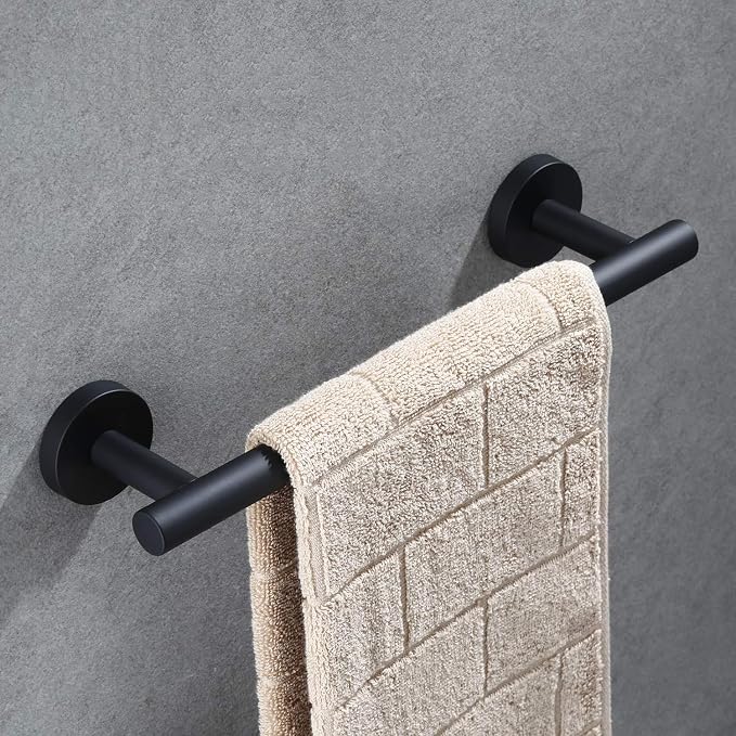 USHOWER Matte Black Hand Towel Bar, 9-Inch Towel Racks for Bathroom | Thicken SUS304 Stainless Steel Towel Rod, Towel Holder Wall-Mounted, Modern Home Decor (Total Length 11-Inch)