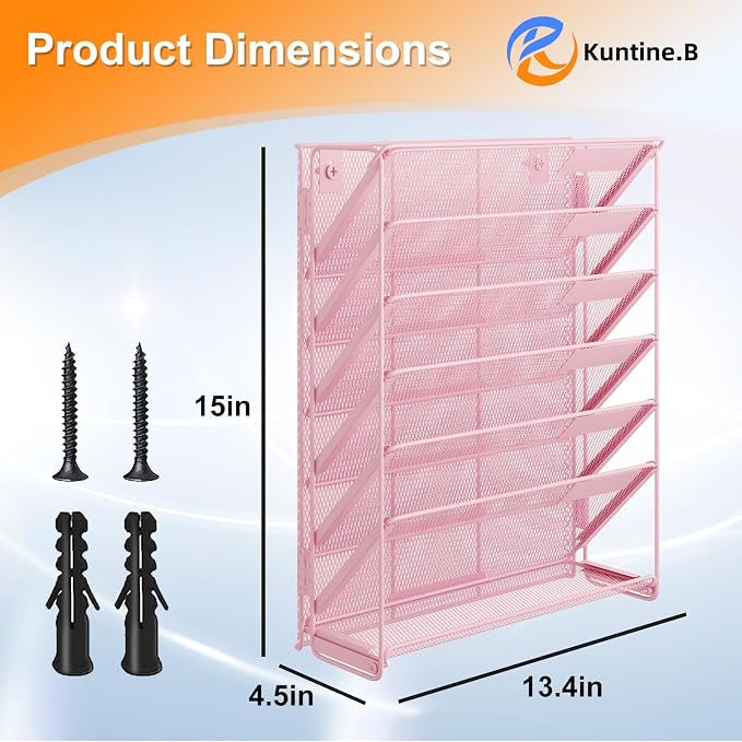 Kuntine.B Wall File Organizer Office Hanging Magazine Holder Wall File Organizer for Office Home