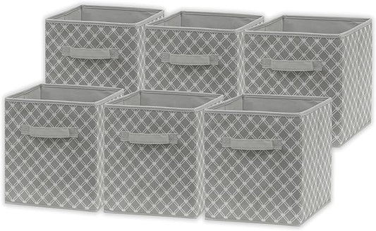 Simple Houseware 11-Inch Foldable Cube Storage Bins, Geometric Gray, 6-Pack | Lightweight & Durable Structure Fabric Cubes Organizer for Closet or Shelves