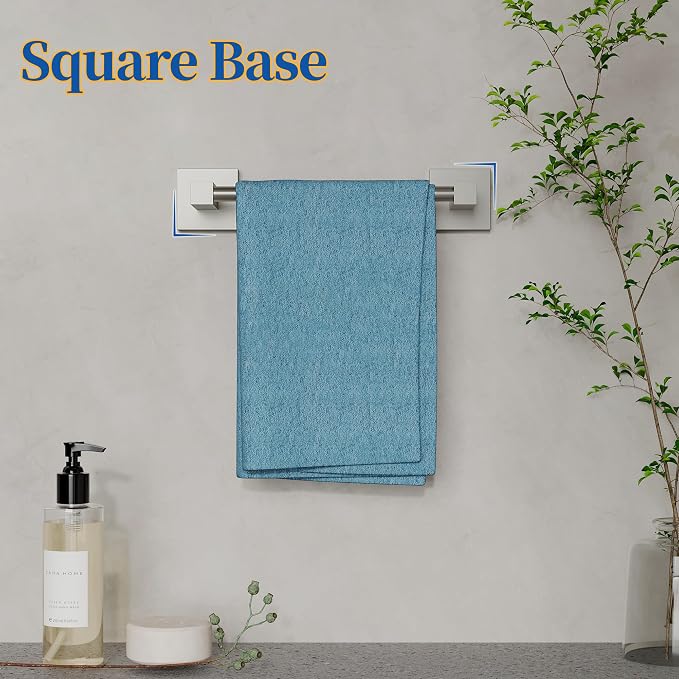 RUACQ Towel Bar, 9" Towel Racks for Bathroom Wall Mounted, Brushed Nickel | Hand Towel Holder, Total Length 10.8 Inch Single Towel Rod, 304 Stainless Steel, Rustproof, Square Base, Heavy Duty, Modern