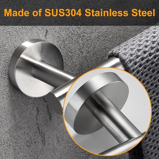 Nolimas Brushed Nickel Bath Towel Bar Single Bars Towel Rack Rod Classic Wall Mounted SUS304 Stainless Steel Bathroom Towel Holder Toilet Kitchen Towel Shelf Single Layer,18 inches
