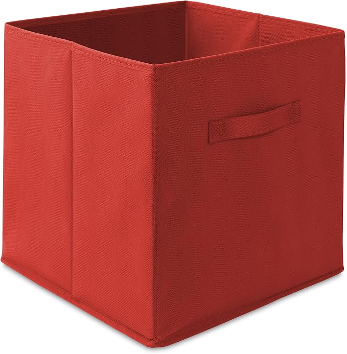 Casafield Set of 6 Collapsible Fabric Cube Storage Bins, Red - 13" Foldable Cloth Baskets for Shelves, Cubby Organizers & More