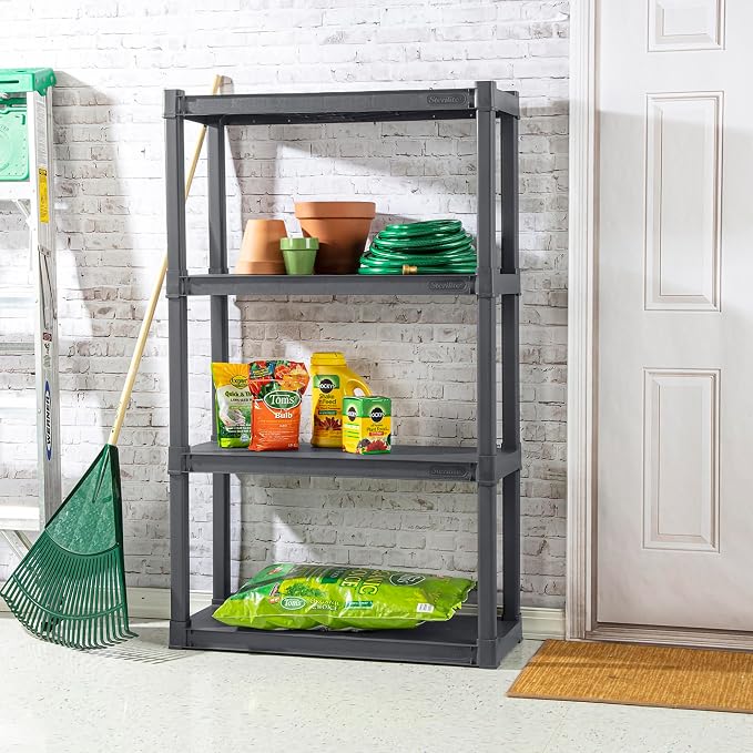 Sterilite Shelf Unit,50 lb Capac.,57 in H 01643V01-1 Each | Freestanding Organizer with 50 lb Capacity Per Shelf for Kitchen, Bathroom, Garage, Basement, Pantry & Laundry Room