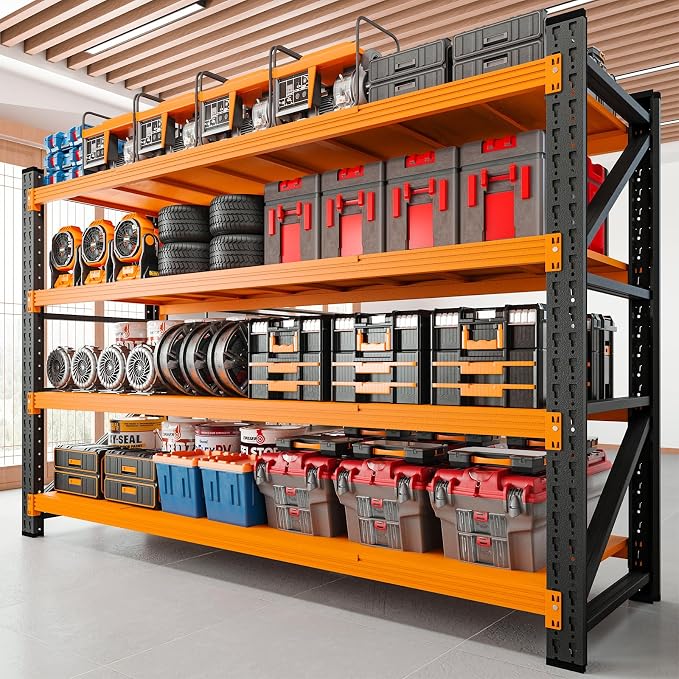RAVIGIN 5000LBS Storage Shelves,60" W Garage Shelving Heavy Duty Metal Adjustable Garage Shelves, Shelving Units Industrial Shelving for Warehouse,60" W x 24" D x 70" H,Orange