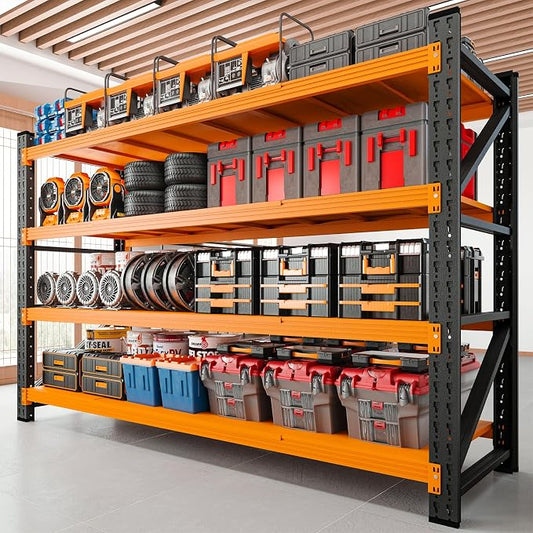 RAVIGIN 5000LBS Storage Shelves,60" W Garage Shelving Heavy Duty Metal Adjustable Garage Shelves, Shelving Units Industrial Shelving for Warehouse,60" W x 24" D x 70" H,Orange
