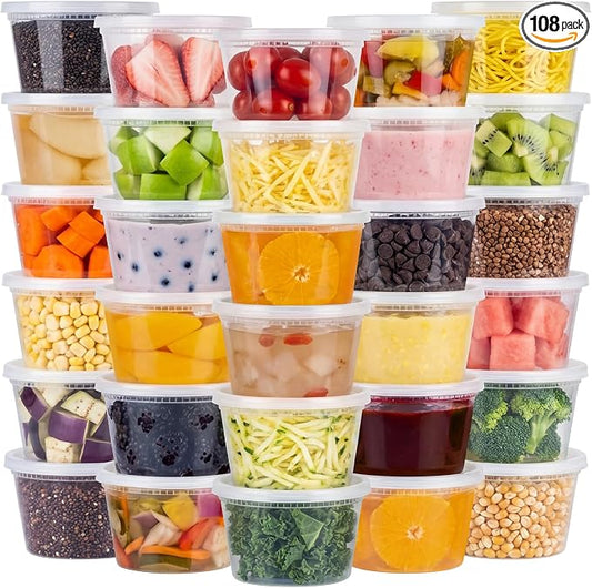 108 Sets (216-Piece) Deli Containers with Lids,16oz X 108 Set Each, Leak-Proof & BPA Free Airtight Takeout Plastic Food Storage Containers for Soup, Meal Prep, Microwave/Freezer Safe