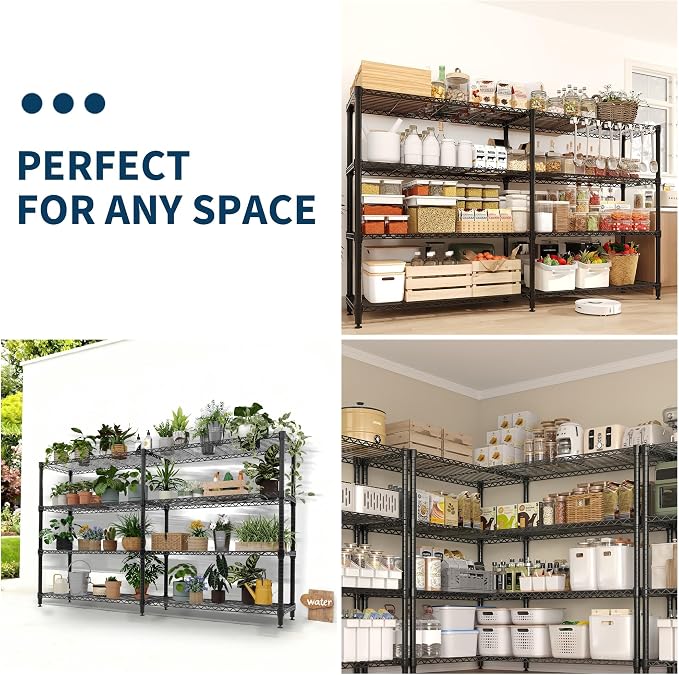 Garvee 70.8" W Storage Shelves Metal Shelving Unit Heavy Duty for Pantry