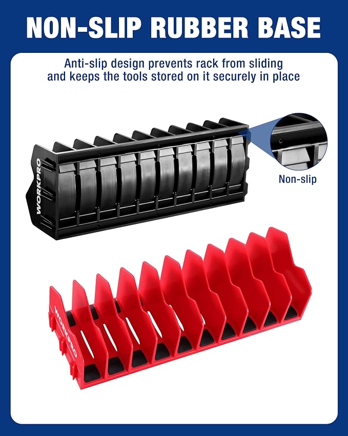 WORKPRO 4-Pack Plier Organizer Rack, 40-Slot Tool Organizer and Storage | Large Capacity Plier Holder, Non-Slip Rubber Base, High-Strength Plastic, Extendable Tool Box Organizer, Pliers Not Included