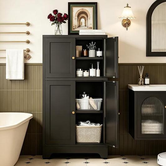 43" H Black Small Pantry Cabinet,Metal Storage Cabinets,Small Food Storage Cabinets