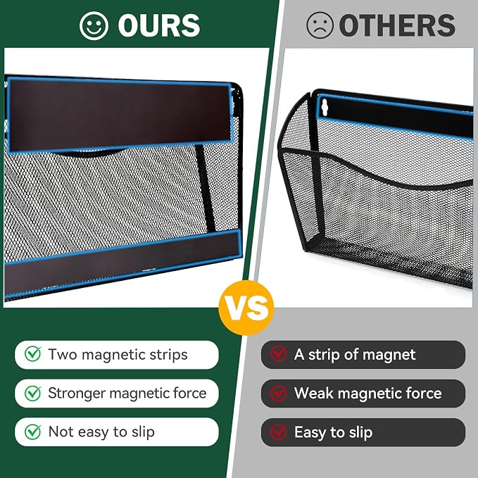 Magnetic File Holder,No Drilling Installation Magnetic File Folder Holder, Magnetic Mail Holder File Organizer for Refrigerat,Whiteboard,Office