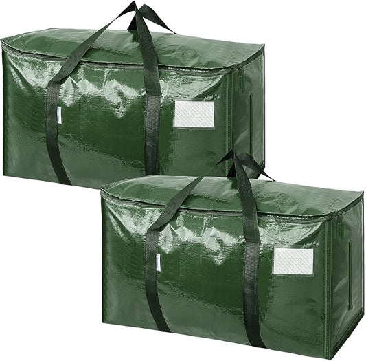 TICONN 2 Pack Extra Large Moving Bags Heavy Duty with Zippers & Carrying Handles, Durable Storage Bags Moving Boxes for Closet Organizers and Storage (2 Pack, Olive)