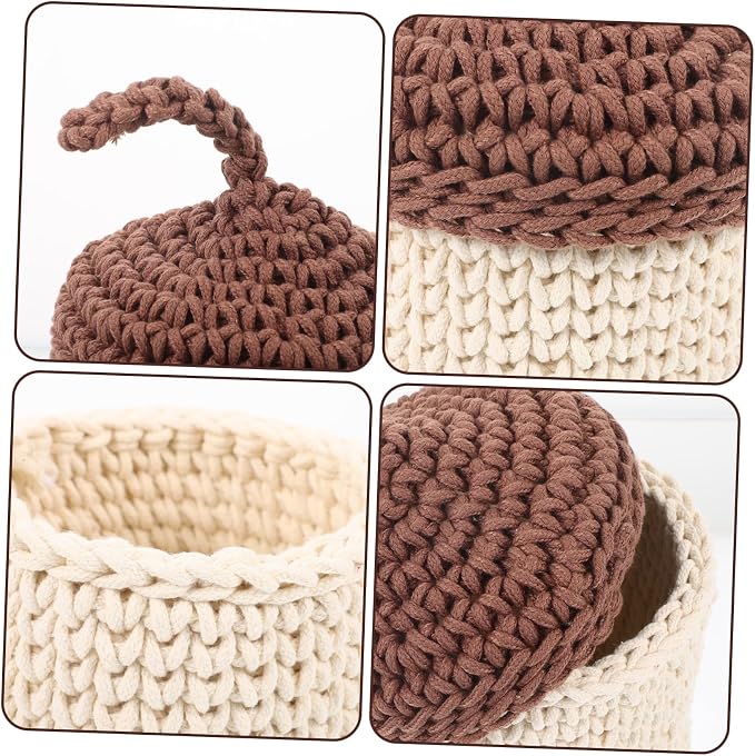 Healifty Woven Storage Basket Large Capacity Handwoven Cotton Rope Organizer for Home Kitchen Bathroom Decorative Plant Pot Holder Desktop Display