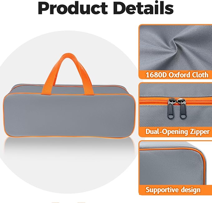 Grill Utensil Storage Bag for Outdoor Grilling, 24 x 8 x 8 in, Gray | 1680D Oxford fabric, large capacity grill tool storage bag, accessories storage compatible with Blackstone griddle