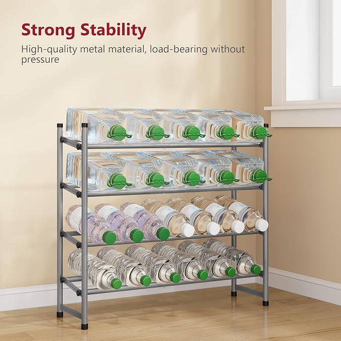 Expandable Shoe Rack for Closet 4 Tier, 28“-41“Stackable, Grey | Adjustable Shoe Organizer Closet Shoe Rack Floor, Metal Shoe Shelf Storage for Entryway, Closet, Garage, Front Door Entrance