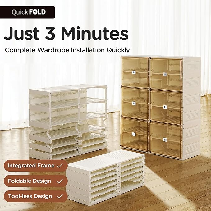 ANTBOX Portable Shoe Rack Organizer for Closet Entryway, Stackable Sneaker Storage Shoe Cabinet with Magnetic Clear Door, Large Plastic Storage containers Bins with Lids 6 Tiers 24 Pairs