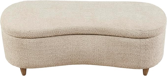 Bailey Boucle-Style Curved Storage Accent Bench