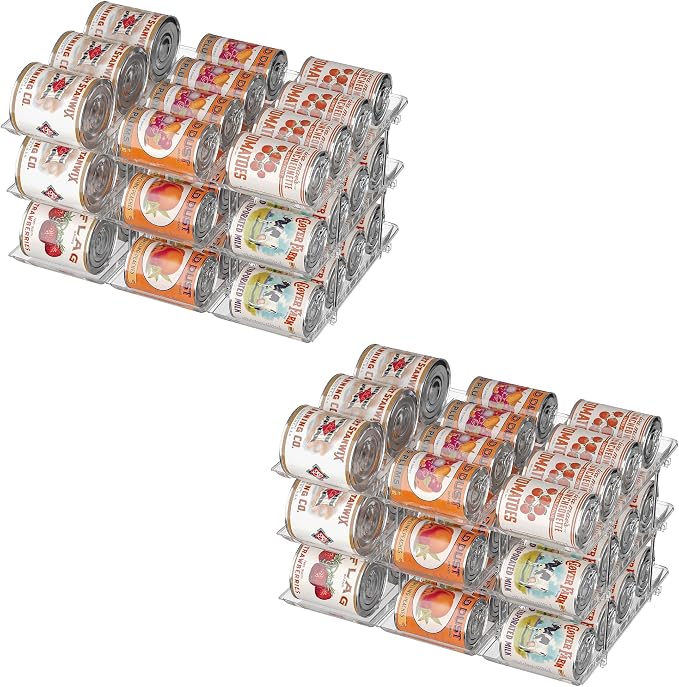 Can Organizer for Pantry, Stackable Food Pantry Storage Rack, 6 Tier | Automatic Rolling, Modular Storage, Clear Acrylic, Holds 72 Cans for Pantry, Cabinet & Fridge, Space Saving, Easy to Refill