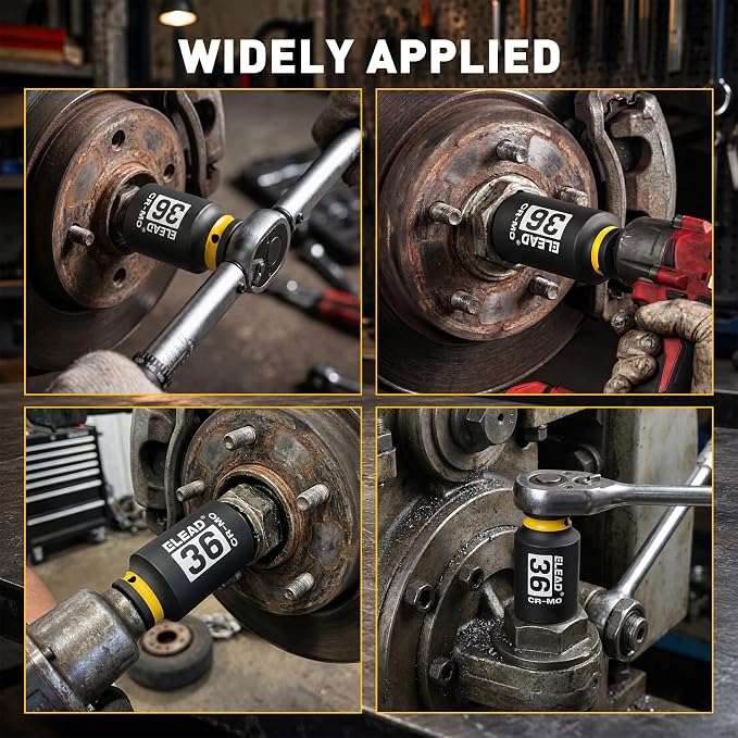 36mm Socket 1/2" Drive Deep Impact Socket, Metric 6 Point 1/2-inch Drive Impact Axle Nut Sockets, CR-MO Nut Socket Set, Oil Filter Sockets, Tools for Easy Removal of Axle Shaft Nuts
