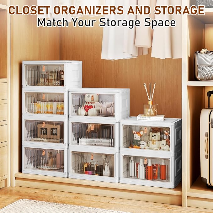 Wise Oannes Closet Organizers and storage, Storage cabinet with Wheels | Stackable Storage Bins with Wheels，Collapsible and Folds flat design to saves space, , Great for home, office, or garage