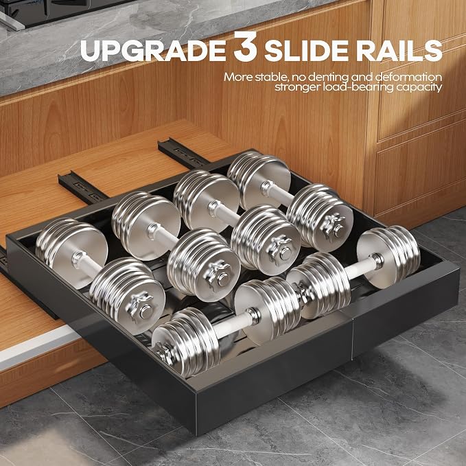 Seinloes 4Pack Expandable Pull Out Cabinet Organizer 21"Deep With Raising Pad for Framed Cabinets,Slide Out Drawers with 4pcs Divider Racks,Roll Out Shelves Adhesive,Adjustable Width 12.05"-20.4"Black