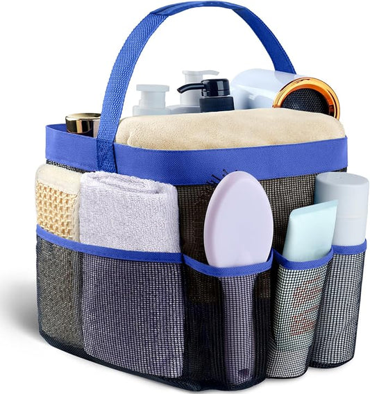 Mesh Shower Caddy Portable - 9 Pockets for College Dorm Room Essential | Large Capacity Mesh Shower Caddy with 9 Pockets, Portable Hanging Toiletry Bag for College Dorm, Gym, Camping and Beach