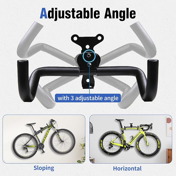 Bike Wall Mount Hanger, Horizontal Rack | Heavy-Duty, Adjustable, For Road, Mountain & Hybrid Bikes, Garage, Apartment & Home Use