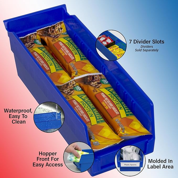 Akro-Mils 30120 Heavy Duty Plastic Shelf Bins, 12"x 4"x 4", Yellow, 24-Pack | Heavy Duty Nesting Storage Bins for Garage, Closet, Refrigerator, Kitchen, Cabinet, Drawer Organization, Pantry Organization