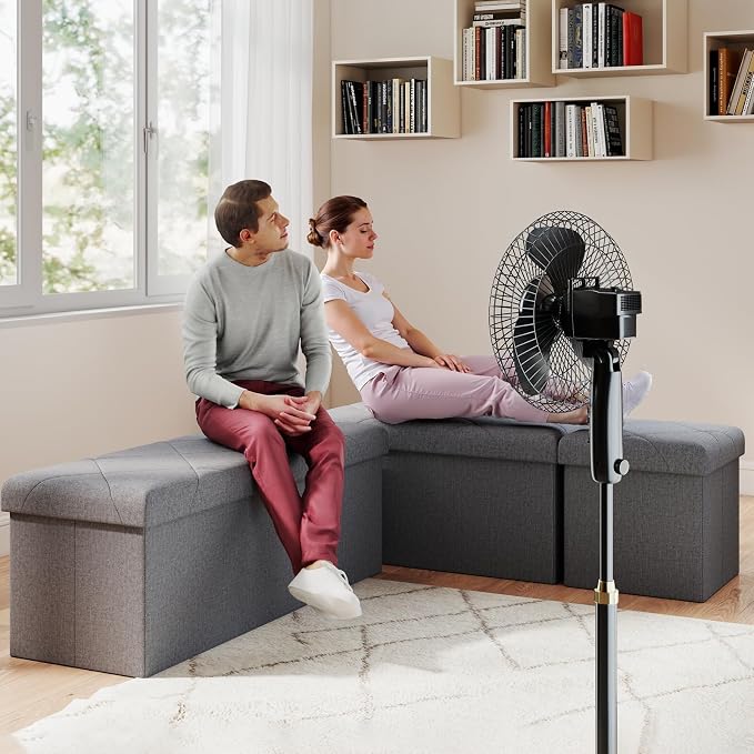43W Folding Ottoman with Storage Bench,30W Storage Ottoman Bench,15W Inches Ottoman Foot Rest,End of Bed Bench,Support 660LBS Foot Rest Stool for Living Room,Bedroom Dark Gray（43W+30W+15W）
