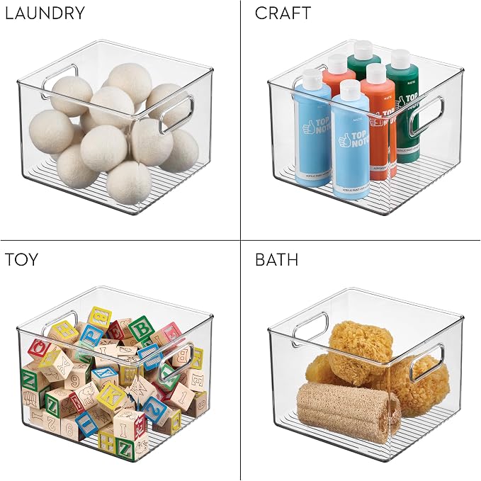 iDesign Pantry Storage Bin with Handles for Kitchen Cabinets or Fridge - Set of 2 - Clear - Made in USA