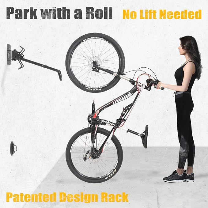 CyclingDeal Swivel Bike Wall Mount Rack - Vertical Adjustable Foldable Bicycle Parking Rack with Wheel Holder - for 20"-29" MTB 700C Road Bikes Home Garage Storage