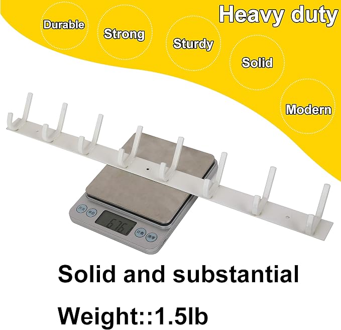 WEBI Coat Rack Wall Mount,8 Hooks,24" Long Coat Hooks Wall Mounted,Coat Hanger Wall,Hook Rack,Jacket Hooks for Hanging Coats,Hat,Clothes,White,2 Packs