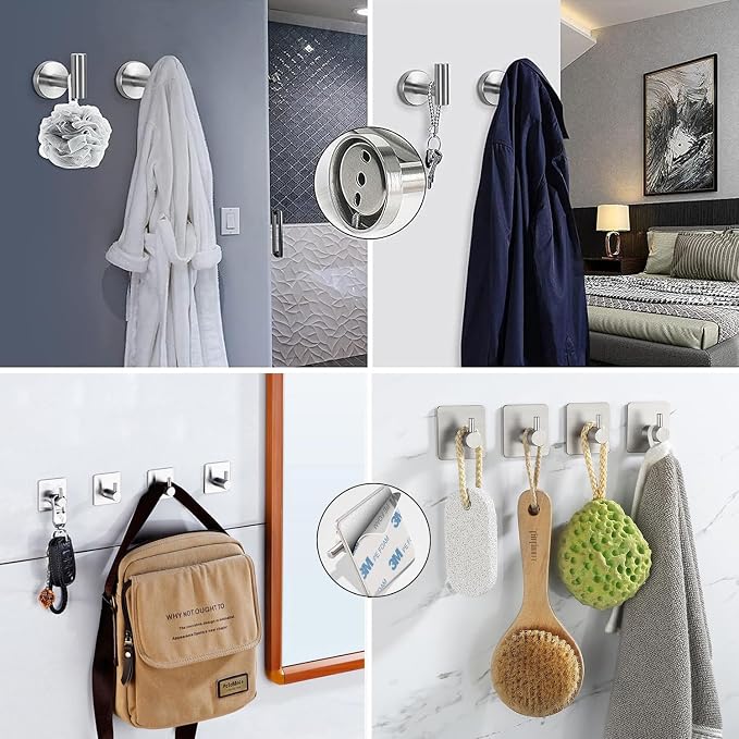 Silver Bathroom Accessories Set, 7 Pieces Silver Towel Bar Bathroom Hardware Set, 24 Inch Towel Racks for Bathroom, SUS304 Stainless Steel Bathroom Towel Holder Toilet Paper Holder Wall Mounted