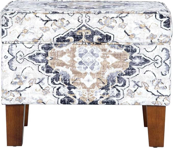 Spatial Order 22" Dinah Collection Storage Ottoman - Antiqued Ebony Cream