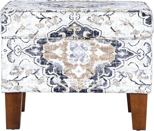 Spatial Order 22" Dinah Collection Storage Ottoman - Antiqued Ebony Cream