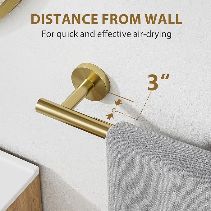 Luxbaro 18 Inch Brushed Gold Towel Bar, Thicken, Total Length 20-Inch | Towel Rack for Bathroom Wall, SUS304 Stainless Steel Towel Rod, Modern Home Decor