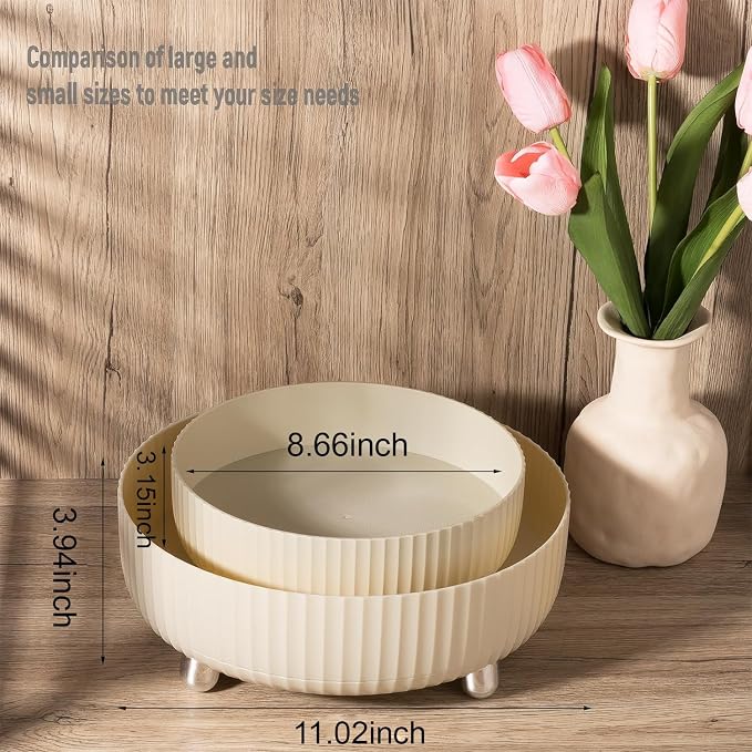 360 Rotating Makeup Perfume Organizer Skincare Tray, Small Beige | 360 Degree Spinning Lazy Susan Organizer Lotion Cosmetics Storage for Dresser, Vanity, Bathroom Countertop