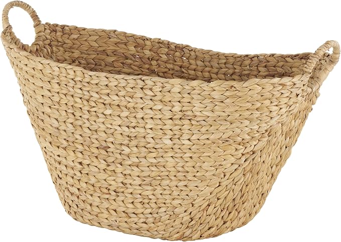 Deco 79 Seagrass Handmade Decorative and Functional Storage Basket Woven Basket Organizer with Ring Handles, Basket for Storage 31" x 19" x 19", Brown