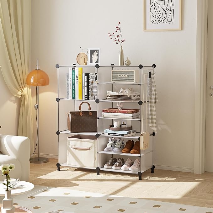 AWTATOS 6 Cube Closet Organizer Storage Shelves, Translucent | Portable Closet Clothes Organizers Storage Shelf DIY Stackable Cubby Shelving for Closet Bedroom Living Room Office