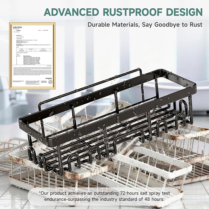 Veken Shower Caddy 6-Pack, Advanced Rustproof Design, No Drilling Adhesive Shelves, Rack with Soap Holder, Large Capacity Bathroom Organizers and Storage, Wall-Mounted Kitchen & Home Decor