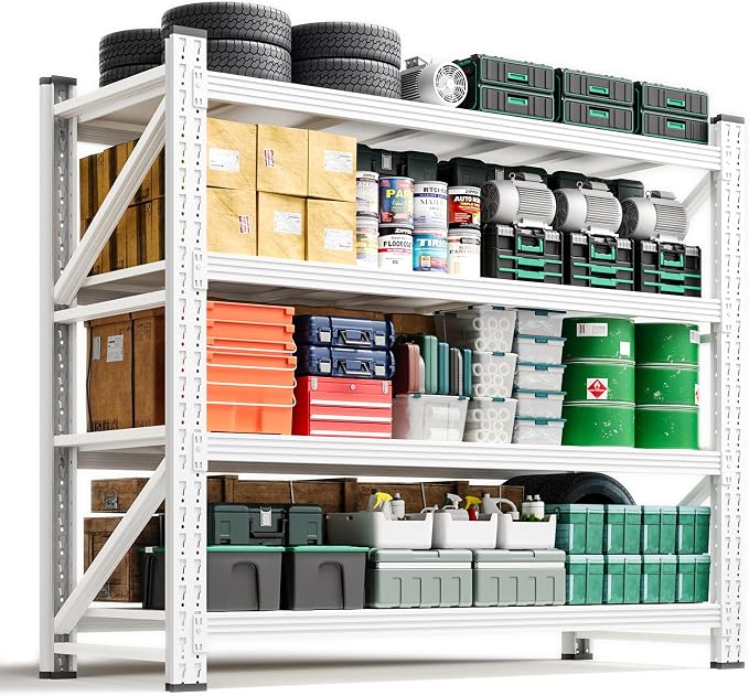 Letaya 3000LBS Storage Shelves Heavy Duty,70" H Garage Shelving Units, 4 Tier Adjustable Utility Rack Shelf,Large Metal Industrial Shelves,for Shop,Warehouse,Basement (48" W x 24" D x 70" H)