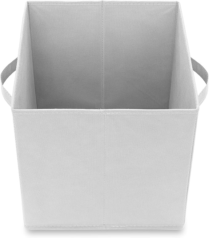 Casafield Set of 6 Collapsible Fabric Cube Storage Bins, White - 11" Foldable Cloth Baskets for Shelves, Cubby Organizers & More