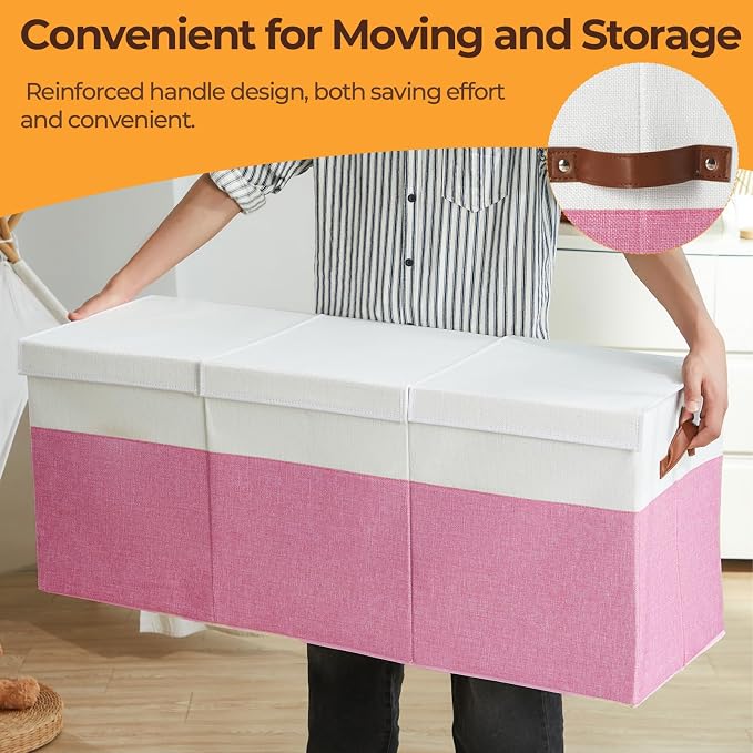 Extra Large Toy Box with Lid,Collapsible Toy Storage Chest Bin,Pink | 40"x14"x16",150L Large Capacity,Sturdy Kids Organizer,Toybox,Toy Bin for Boys & Girls,Living Room,Nursery,Bedroom,Playroom