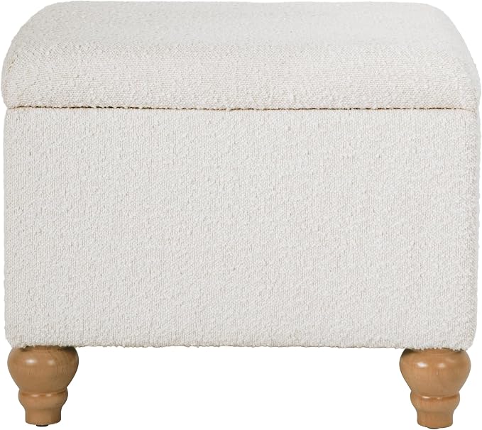 Spatial Order 22" Medium Rectangular Storage Ottoman - Cream Boucle