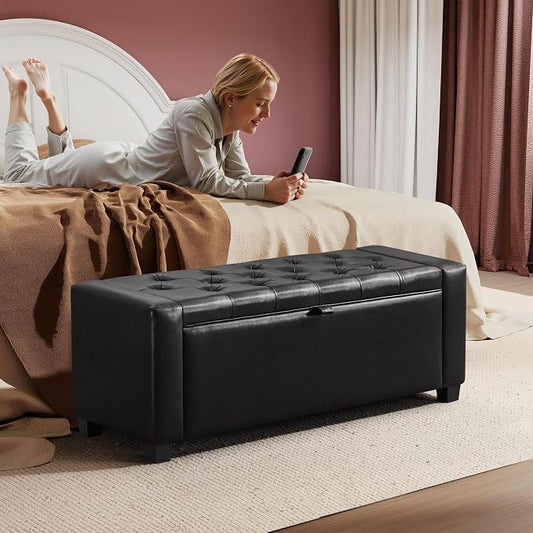 GRAINELL 42.13” Storage Ottoman Bench, Upholstered Tufted Bedroom Bench | End of Bed Storage Bench for Living Room & Entryway, 350 lb Capacity