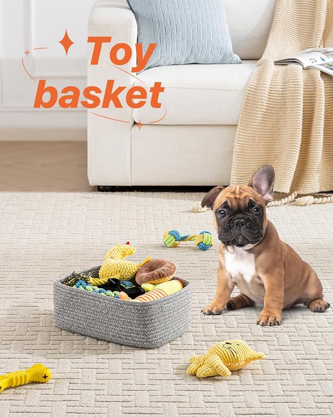 KALLAX Small Woven Storage Basket for Organizing, 12 x 8 x 4.5 inch, 3 Pack | Shelf baskets for closet organization, toy storage and home decor, Perfect as empty gift baskets for holidays, Mixed Grey
