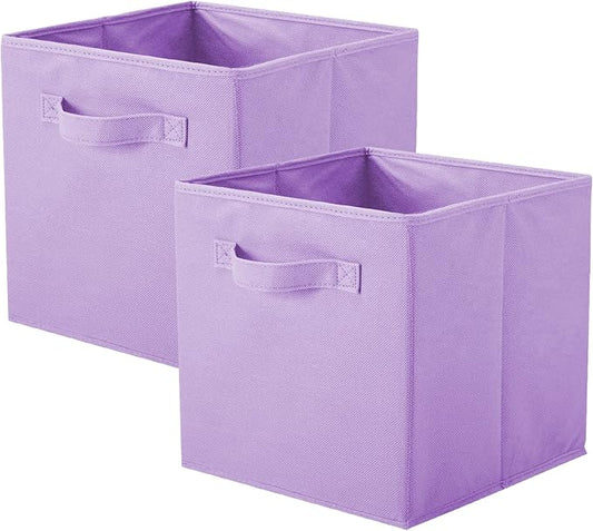 ShellKingdom Storage Bins, Foldable Fabric Storage Cubes And Cloth Storage | Storage Organizer For Closet And Toys, 10.5x10.5x11 INCH, 2 Pack (Lavender)